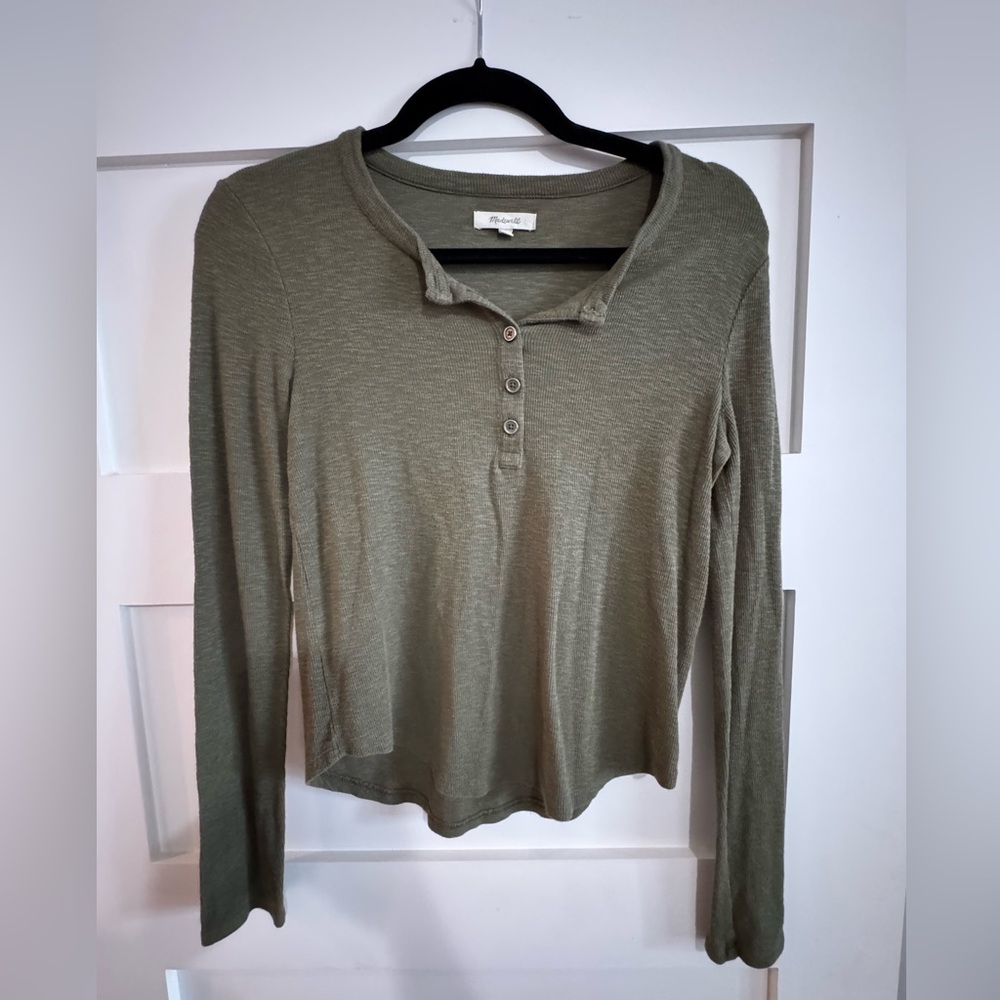 Madewell Sage Button Down Long Sleeve Top